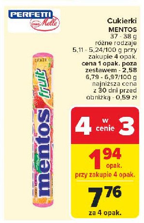 Dropsy fruit Mentos classic promocja