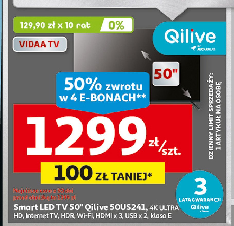 Telewizor 50" 50us241 Qilive promocja