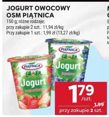 Jogurt owocowy Osm Piątnica promocja w Stokrotka