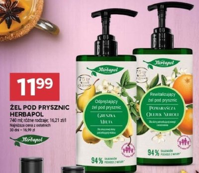 Żel pod prysznic Herbapol - Odprężający, Gruszka Mięta promocja w Stokrotka