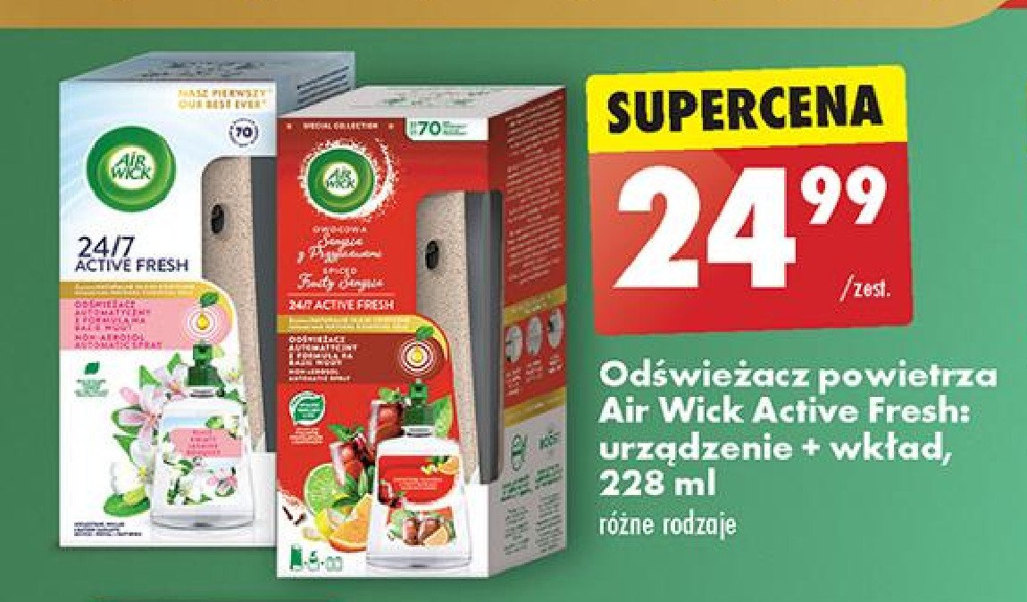 Odświeżacz powietrza białe kwiaty jasmine Air wick active fresh promocja w Biedronka