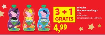Mus owocowy Peppa Bobovita różne rodzaje promocja w Lidl