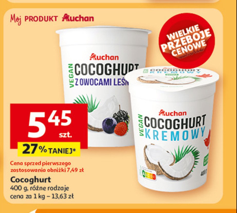 Cocoghurt kremowy Auchan różnorodne (logo czerwone) promocja w Auchan