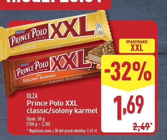 Wafelek solony karmel Prince polo xxl promocja w Aldi