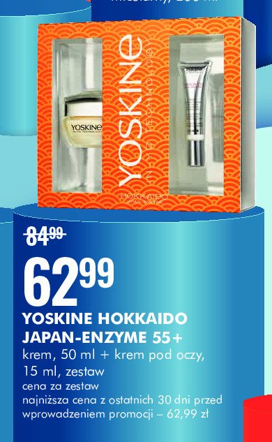 Zestaw w pudełku hokkaido japan enzyme 55 + krem do twarzy 50 ml + krem pod oczy 15 ml Yoskine zestaw promocja