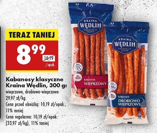 Kabanosy drobiowo-wieprzowe Kraina wędlin promocja w Biedronka