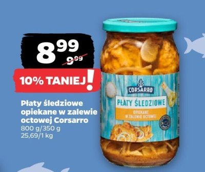Płaty śledziowe opiekane w zalewie octowej Corsarro promocja w Netto