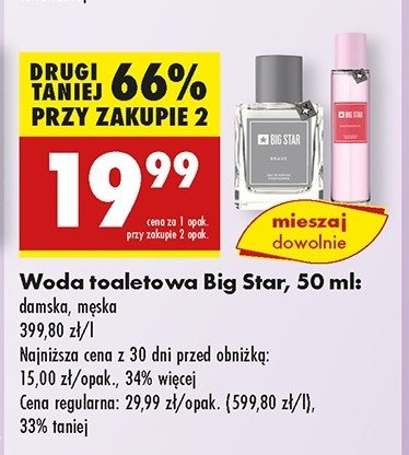 Woda  toaletowa Big star brave promocja w Biedronka