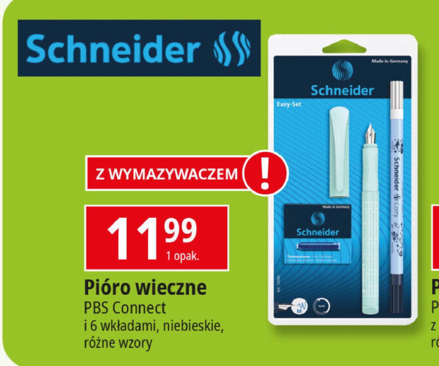 Pi贸ro wieczne + wymazywacz + naboje Schneider promocja