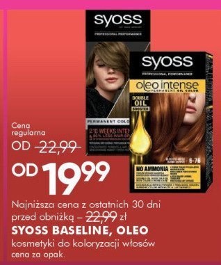 Kosmetyki do koloryzacji włosów SYOSS BASELINE, OLEO promocja w Super-Pharm