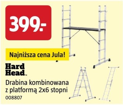 Drabina kombinowana z platformą 2x6 stopni Hard Head promocja w Jula