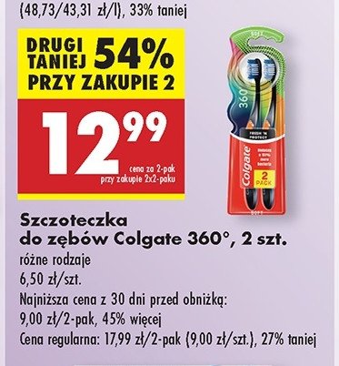 Szczoteczka do zębów miękka Colgate 360 promocja w Biedronka