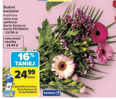 Bukiet kwiatów hapiness promocja w Carrefour Market