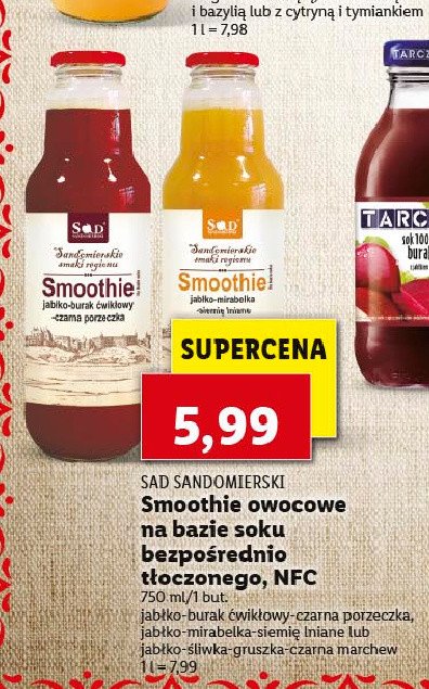 Smoothie jab艂ko-burak 膰wik艂owy-czarna porzeczka Sad sandomierski promocja