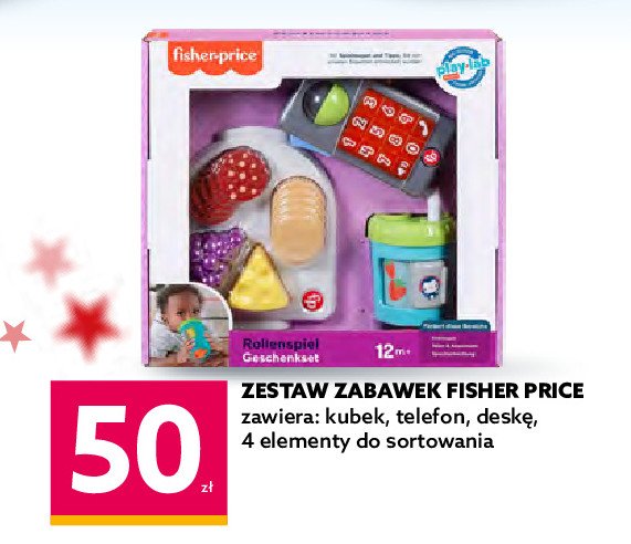 Zestaw zabawek dla najmłodszych: kubek + telefon + deska z 4 elementami do sortowania Fisher-price promocja