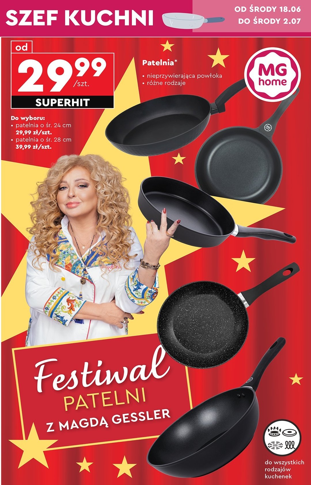 Patelnia 28 cm Mg home promocja w Biedronka