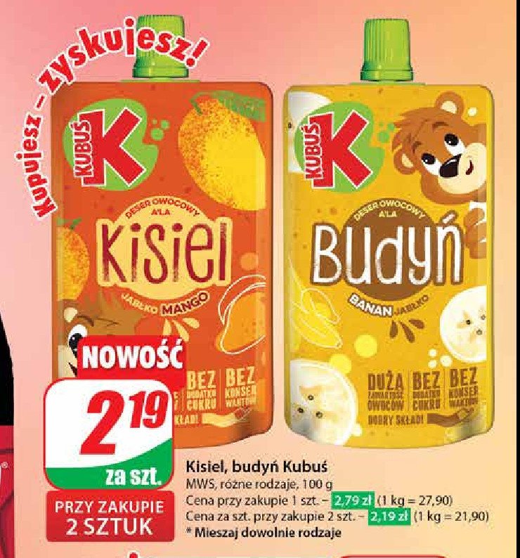 Kisiel jabłko-mango Kubuś promocja