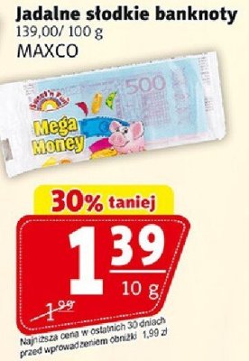 Jadalne słodkie banknoty MAXCO promocja w Prim Market