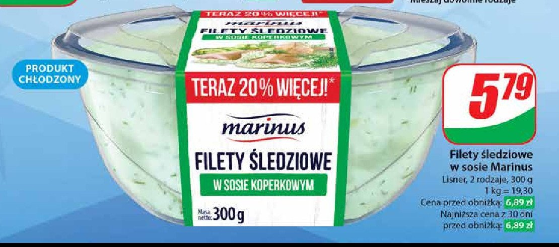 Filety śledziowe w sosie koperkowym MARINUS promocja w Dino