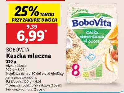 Kaszka mleczno-zbożowa 4 owoce Bobovita promocja