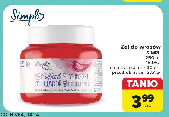 Żel do włosów ekstra SIMPLY CHOICE promocja