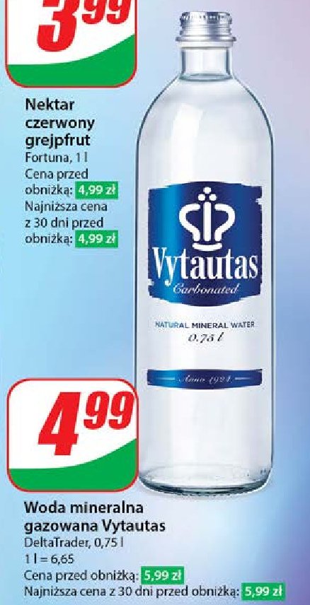 Woda gazowana VYTAUTAS promocja w Dino