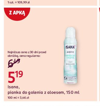 Pianka do golenia sensitiv Isana promocja w Rossmann