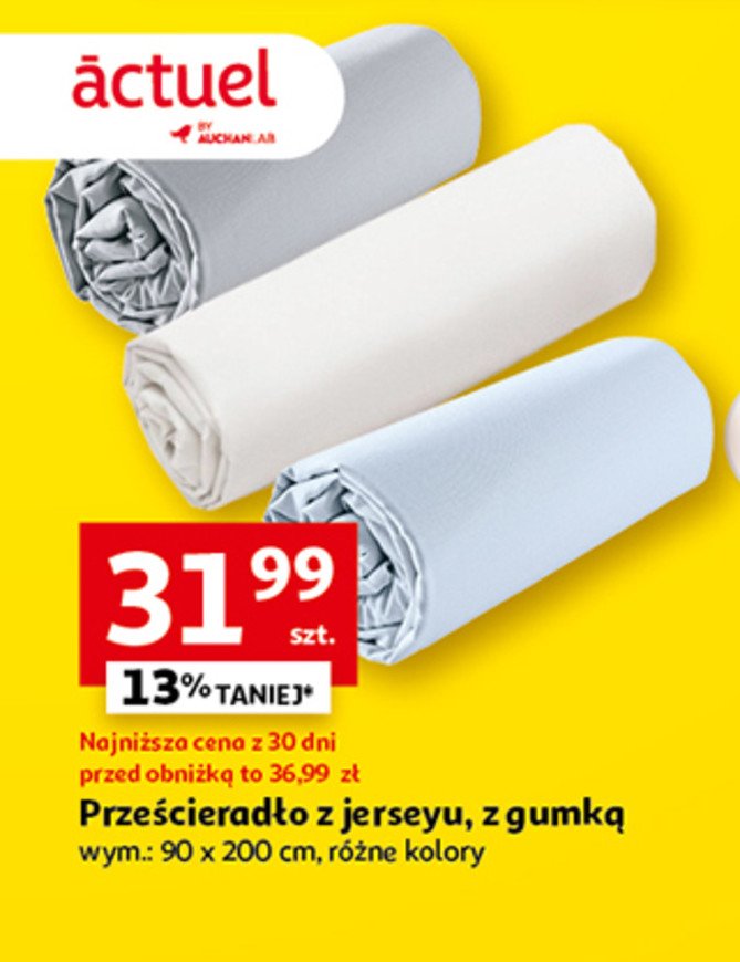 Prze艣cierad艂o z jerseyu z gumk膮 90 x 200 cm Actuel promocja