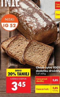 Chleb żytni 100% bez dodatku drożdży, 450 g promocja w Biedronka