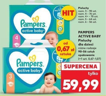 Pieluszki dla dzieci 4+ Pampers active baby promocja w Kaufland