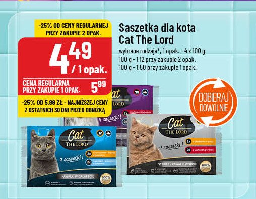 Karma dla kota z kurczakiem i wątróbką w galaretce + dorszem i krewetkami w galaretce Cat the lord promocja