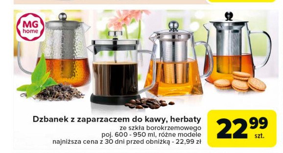 Dzbanek z zaparzaczem Mg home promocja w Carrefour