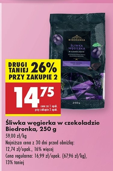 Śliwka węgierka w czekoladzie Biedronka promocja w Biedronka