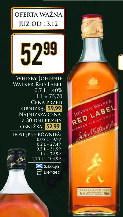 Whisky Johnnie walker red label promocja w Dino