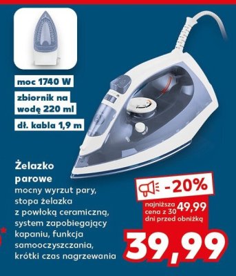 Żelazko parowe mocny wyrzut pary, stopa żelazka z powłoką ceramiczną Kaufland promocja w Kaufland