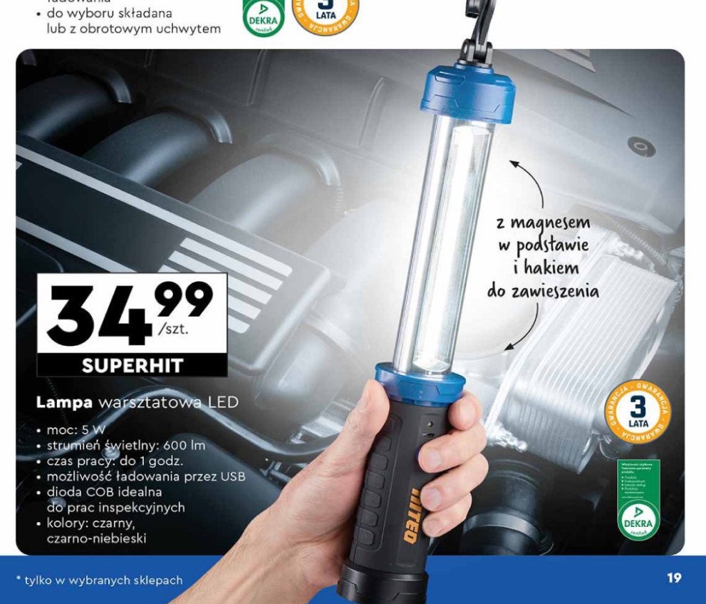 Lampa warsztatowa Niteo tools promocja w Biedronka