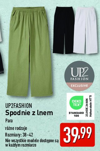 Spodnie z lnem damskie 38-42 Up2fashion promocja w Aldi