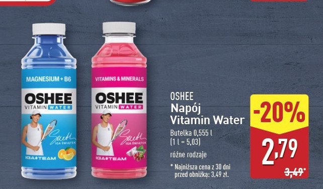 Napój magnez+b6 Oshee vitamin water promocja w Aldi