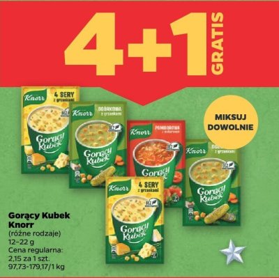 Zupa instant Gorący Kubek, różne rodzaje 4+1 GRATIS promocja w Netto