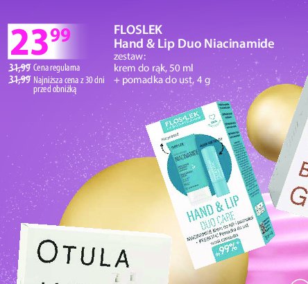 Zestaw w pudełku hand & lip duo niacinamide: krem do rąk 50 ml + pomadka 4 g Floslek promocja w Hebe