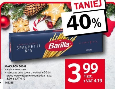 Makaron Barilla Spaghetti 500G wybrane rodzaje promocja w Selgros
