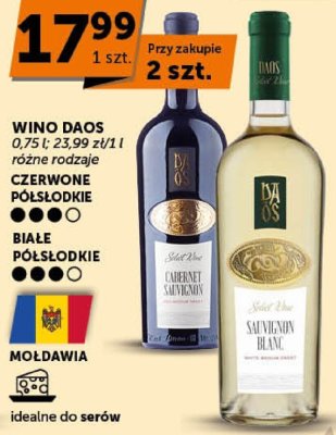 Wino Daos różne rodzaje czerwone półsłodkie białe półsłodkie promocja w Groszek