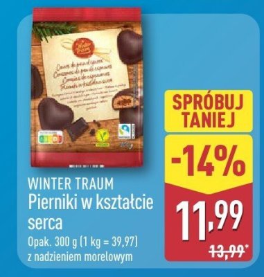 Pierniki w kształcie serca WINTER TRAUM Pierniki w kształcie serca z nadzieniem marcepanowym promocja w Aldi