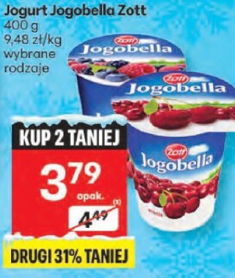 Jogurt Jogurt Jogobella Zott wybrane rodzaje promocja w Delikatesy Centrum