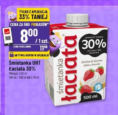 Śmietanka UHT 30% Łaciata promocja w POLOmarket