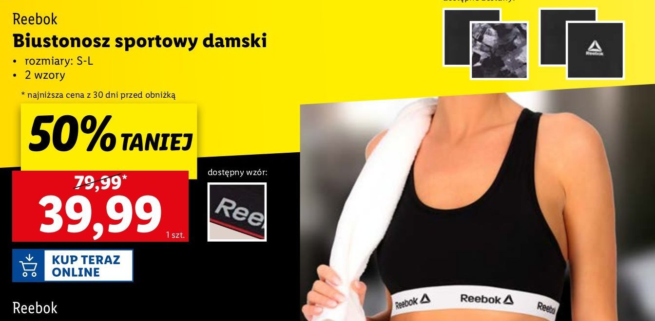 Biustonosz sportow s-l Reebok promocja