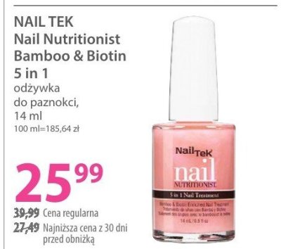 Odżywka do paznokci NAIL TEK Nail Nutritionist Bamboo & Biotin 5 in 1 odżywka do paznokci promocja w Hebe
