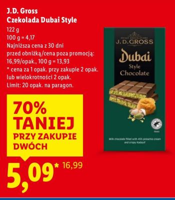 Czekolada J.D. Gross Czekolada Dubai Style promocja w Lidl