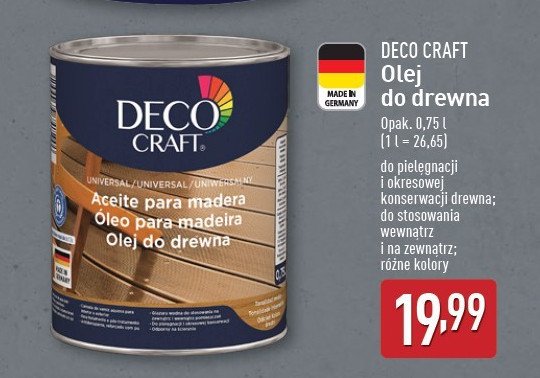 Olej do drewna uniwersalny Deco craft promocja
