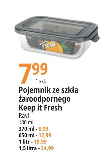 Pojemnik do żywności keep it fresh prostokątny 370 ml Ravi promocja